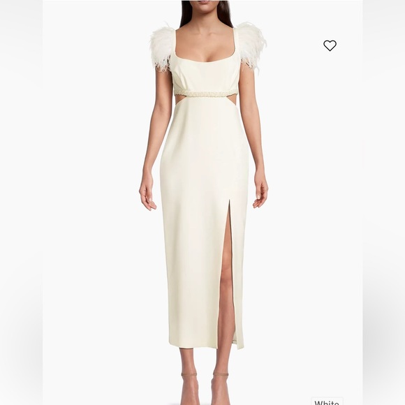 Likely Dresses & Skirts - LIKELY Elegant Cream Sleeveless feather midi Dress